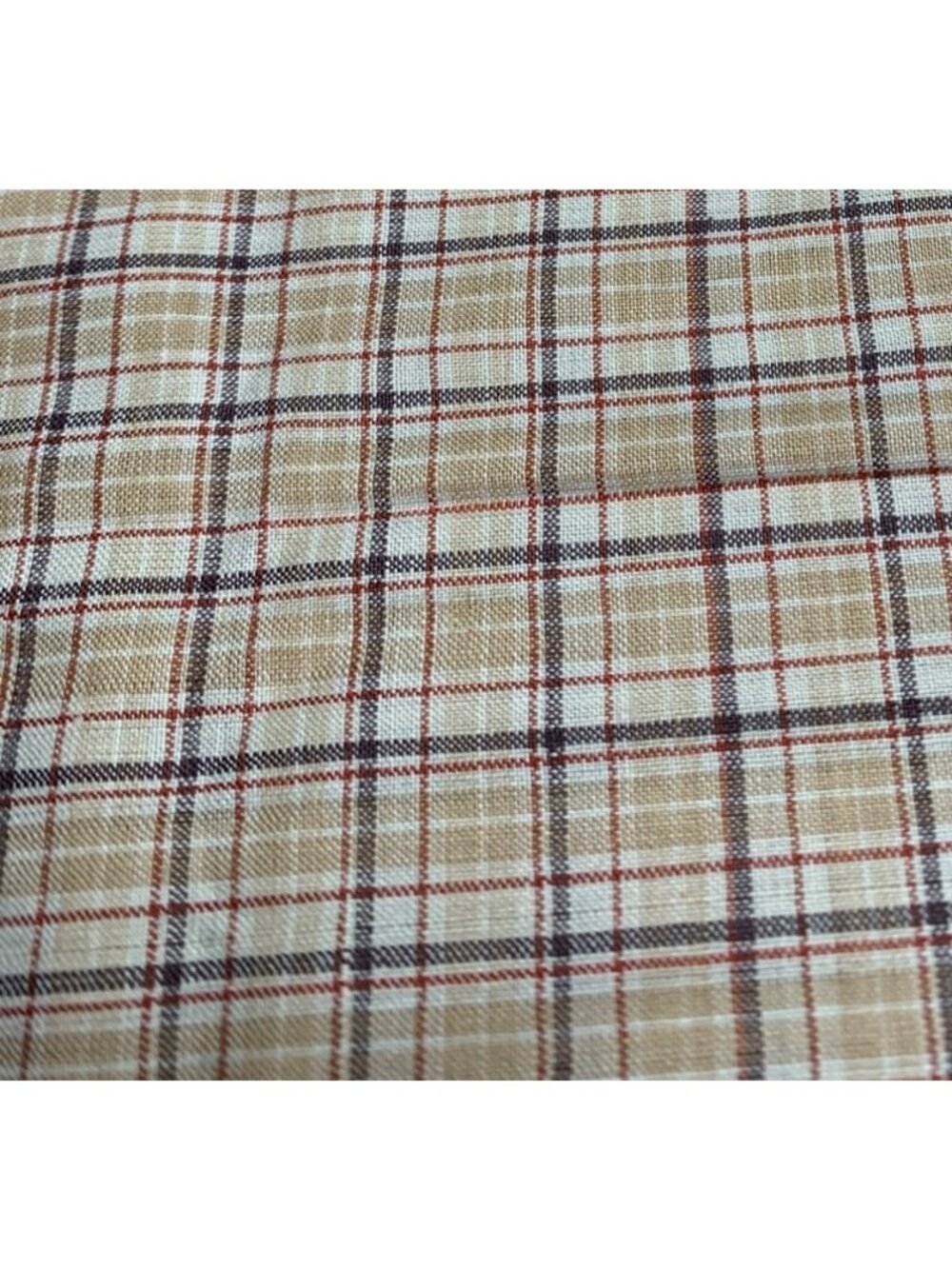 Red Beige Plaid Cotton Fabric 1/2 yard x 38" Crafting Sewing Quilting Material